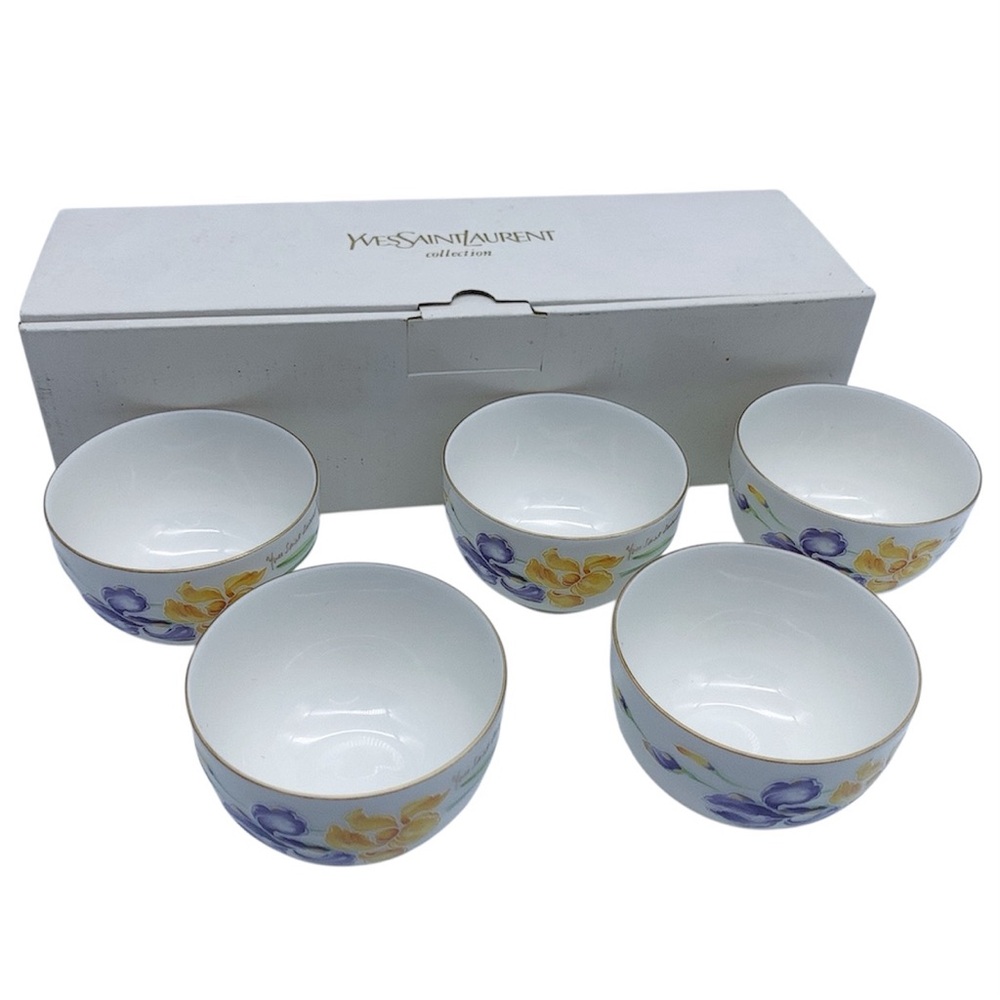 Vintage YSL Yves Saint Laurent Floral Soup Bowls Set of 5